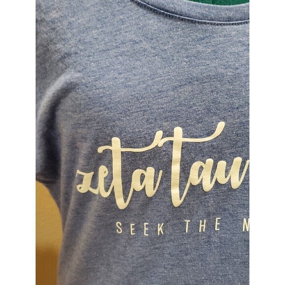 ZETA TAU ALPHA SORORITY BLUE T-SHIRT TOP WOMEN SMALL SEEK THE NOBLEST SISTERS - Picture 5 of 12